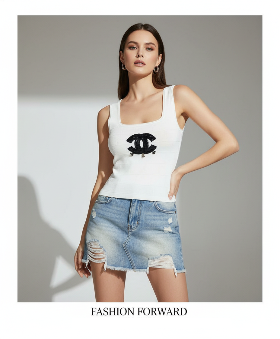 CHL Tank Knitted Top T - shirt 3 Color's Woman