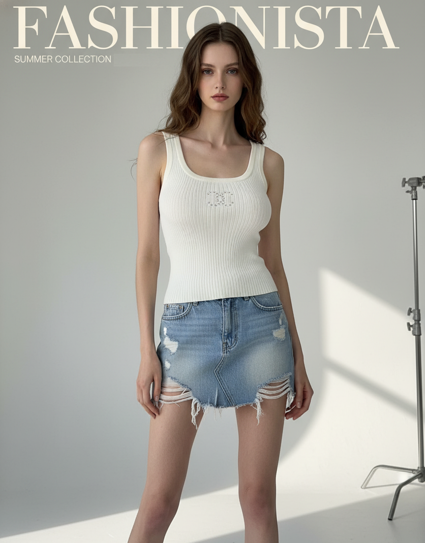 CHL Tank Knitted Top T - shirt 2 Color's Woman