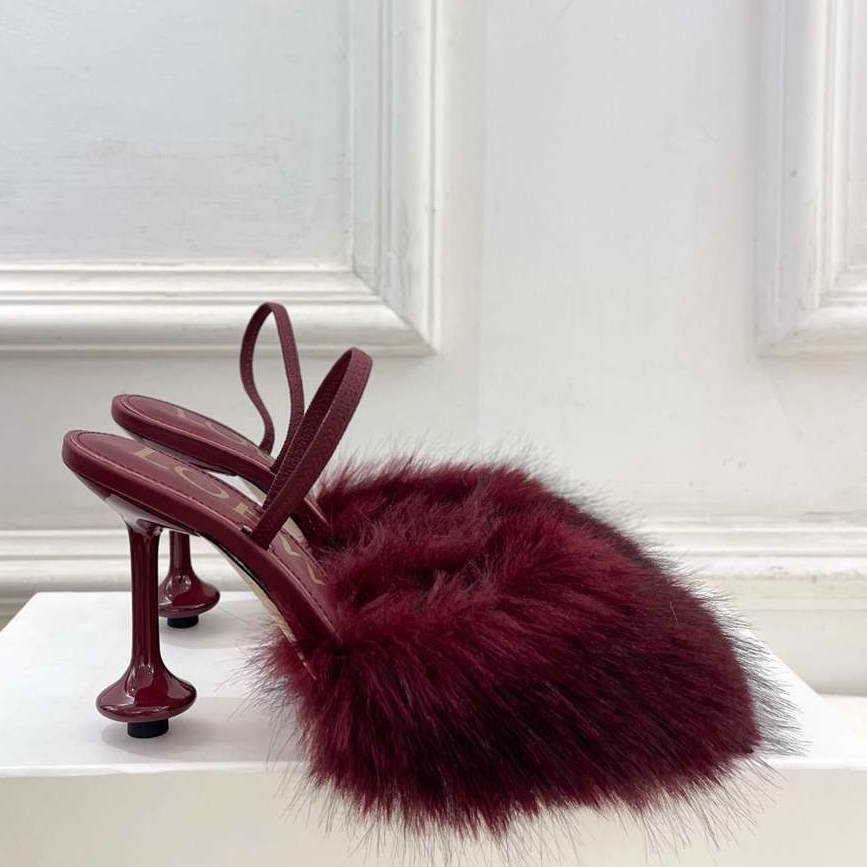 LOEV Fur shoes Woman 4 Color's heels 9 cm