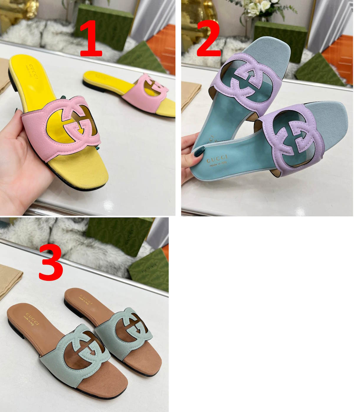 GU Slippers Sandals Flat  3 Color 's 42