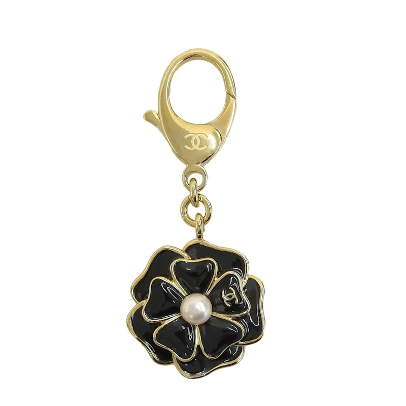CHL Enamel Camellia and Faux Pearl Key Chain 3 Color's
