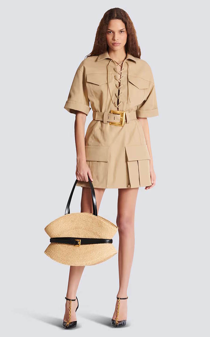 BALM  cotton gabardine lace-up dress 2 Color's Limited