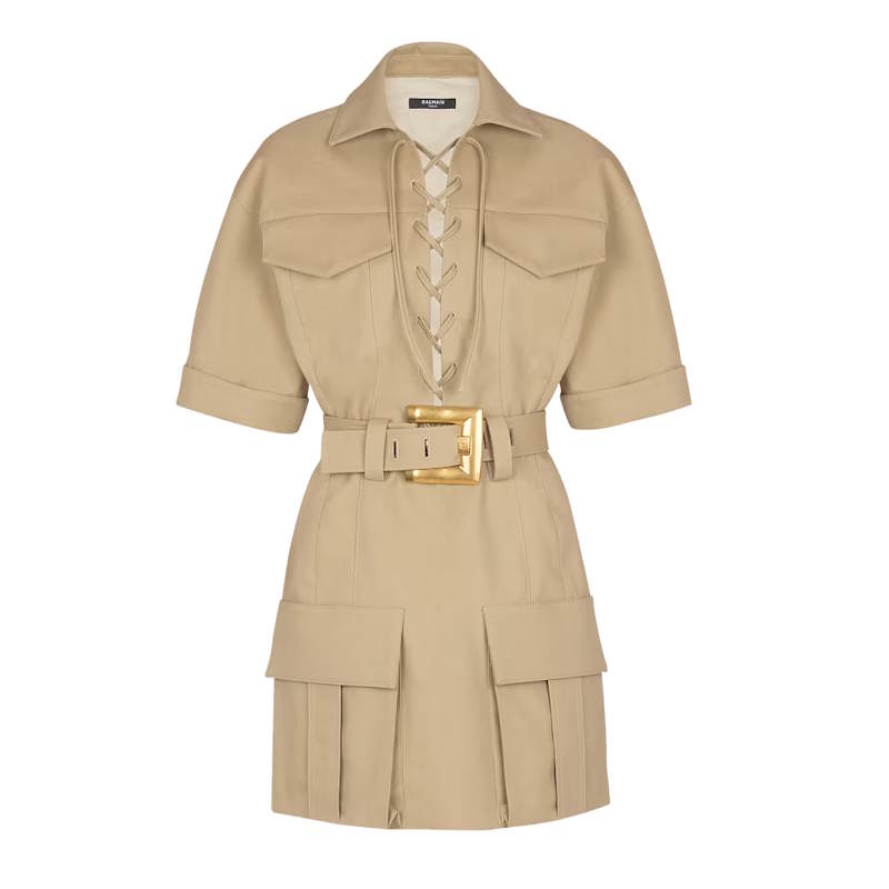 BALM  cotton gabardine lace-up dress 2 Color's Limited