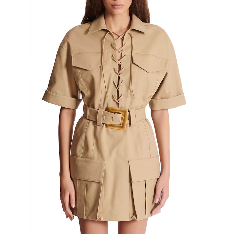 BALM  cotton gabardine lace-up dress 2 Color's Limited