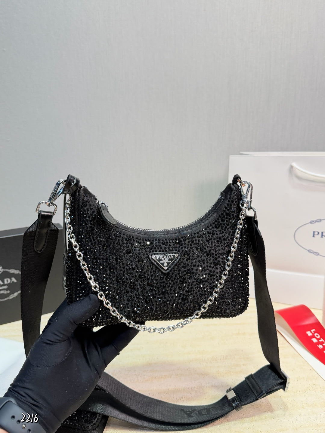 PRD Crystal Cleo Adjustable Strap Shoulder Bag 24 cm