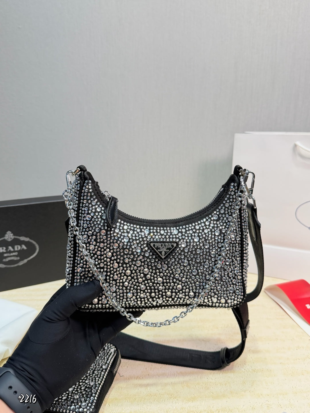 PRD Crystal Cleo Adjustable Strap Shoulder Bag 24 cm