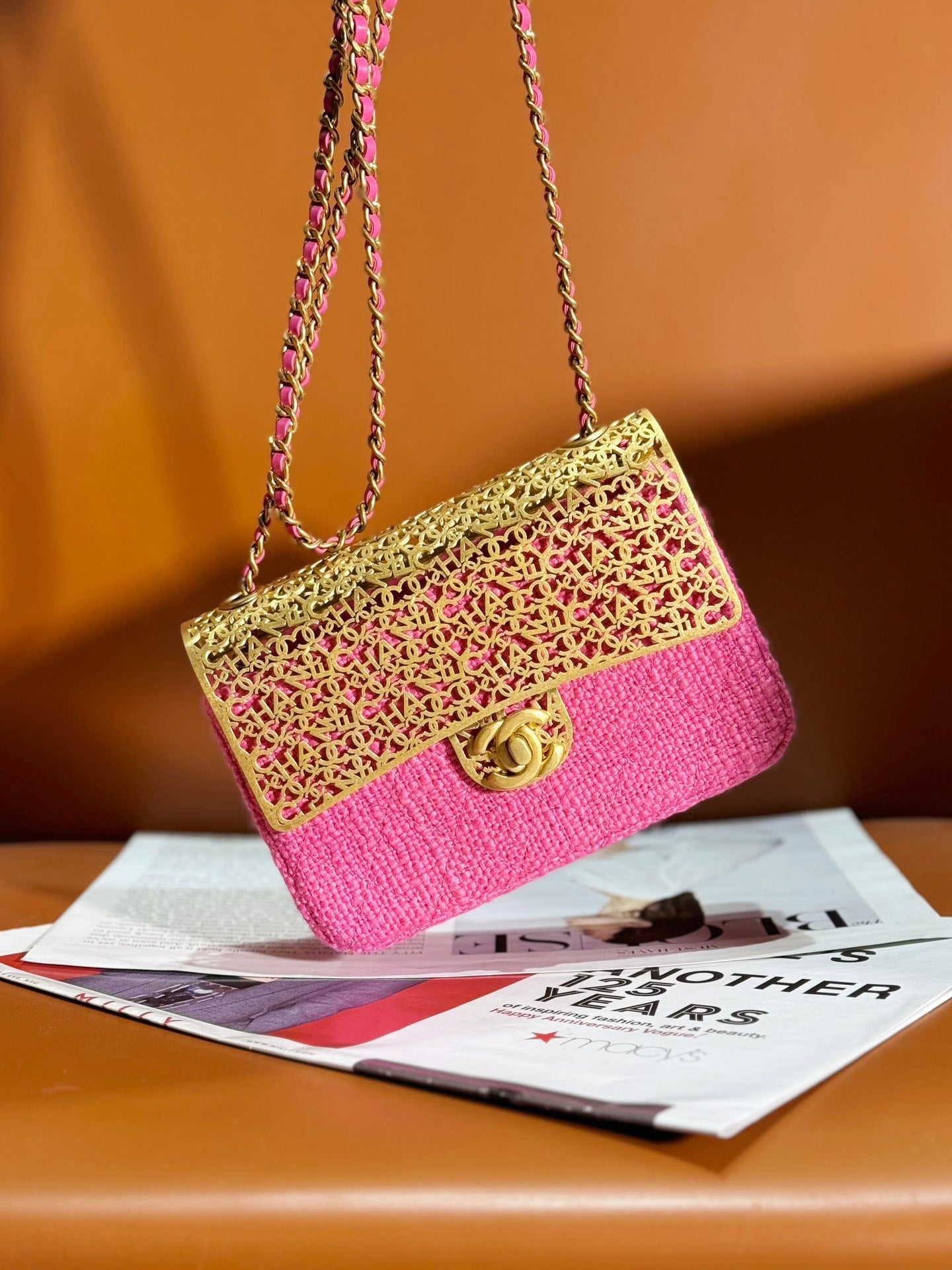 CHL metal gold Tweed Bag  Mini 17 cm