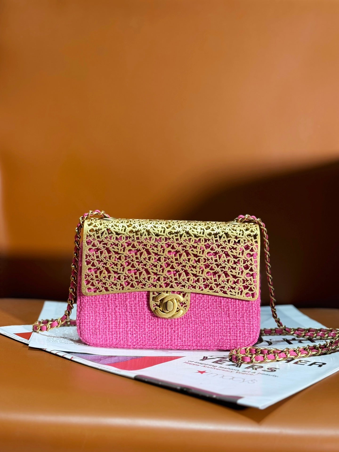 CHL metal gold Tweed Bag  Mini 17 cm