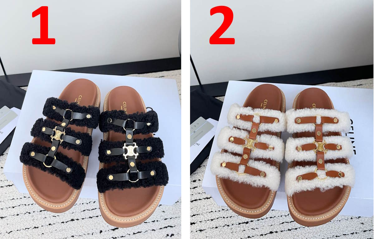 CE*LINE Shearling  Slippers Sandals Flat  2 Color 's