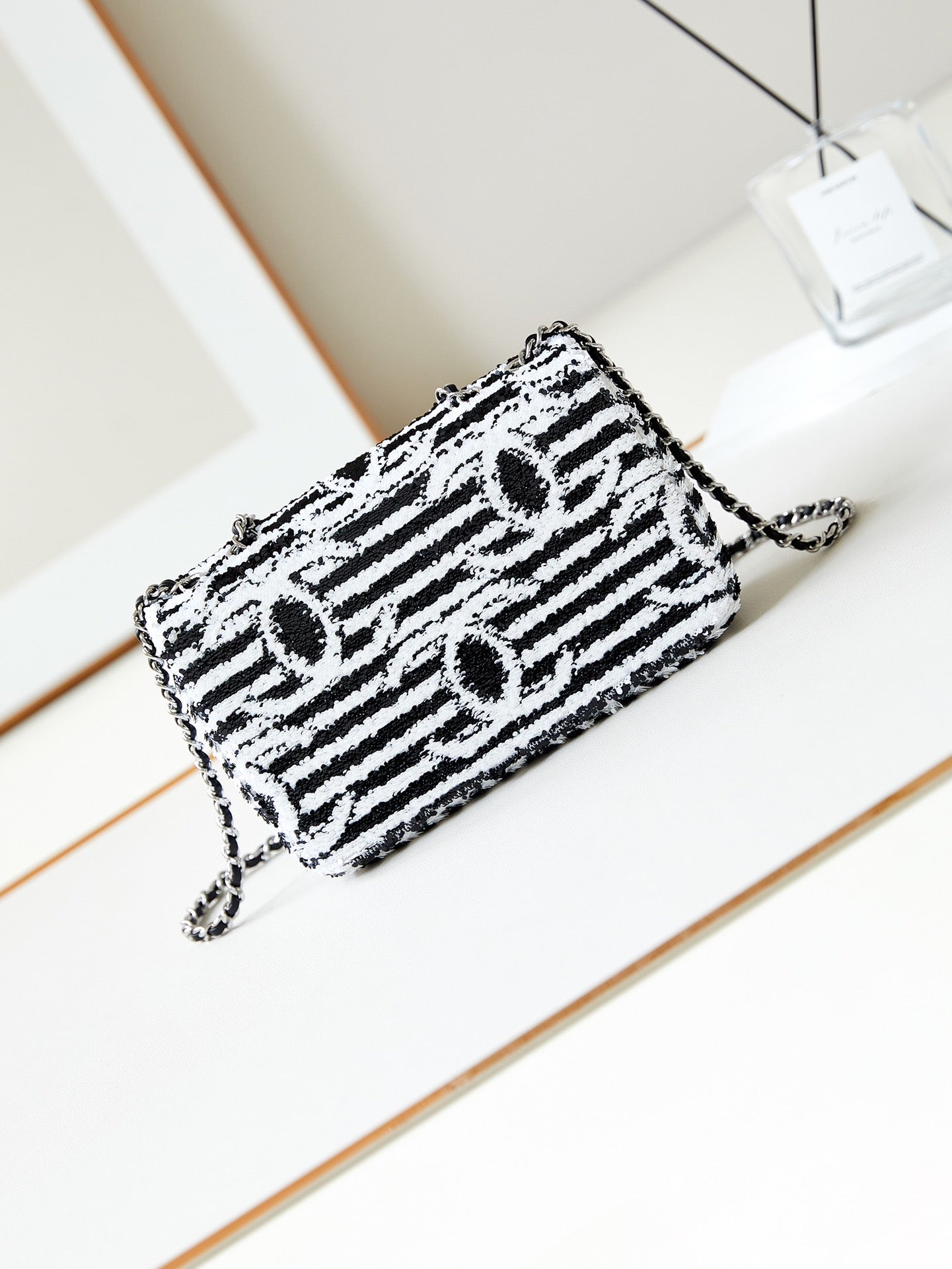 CHL Sequins & Silver-Tone Metal Bag 21 cm