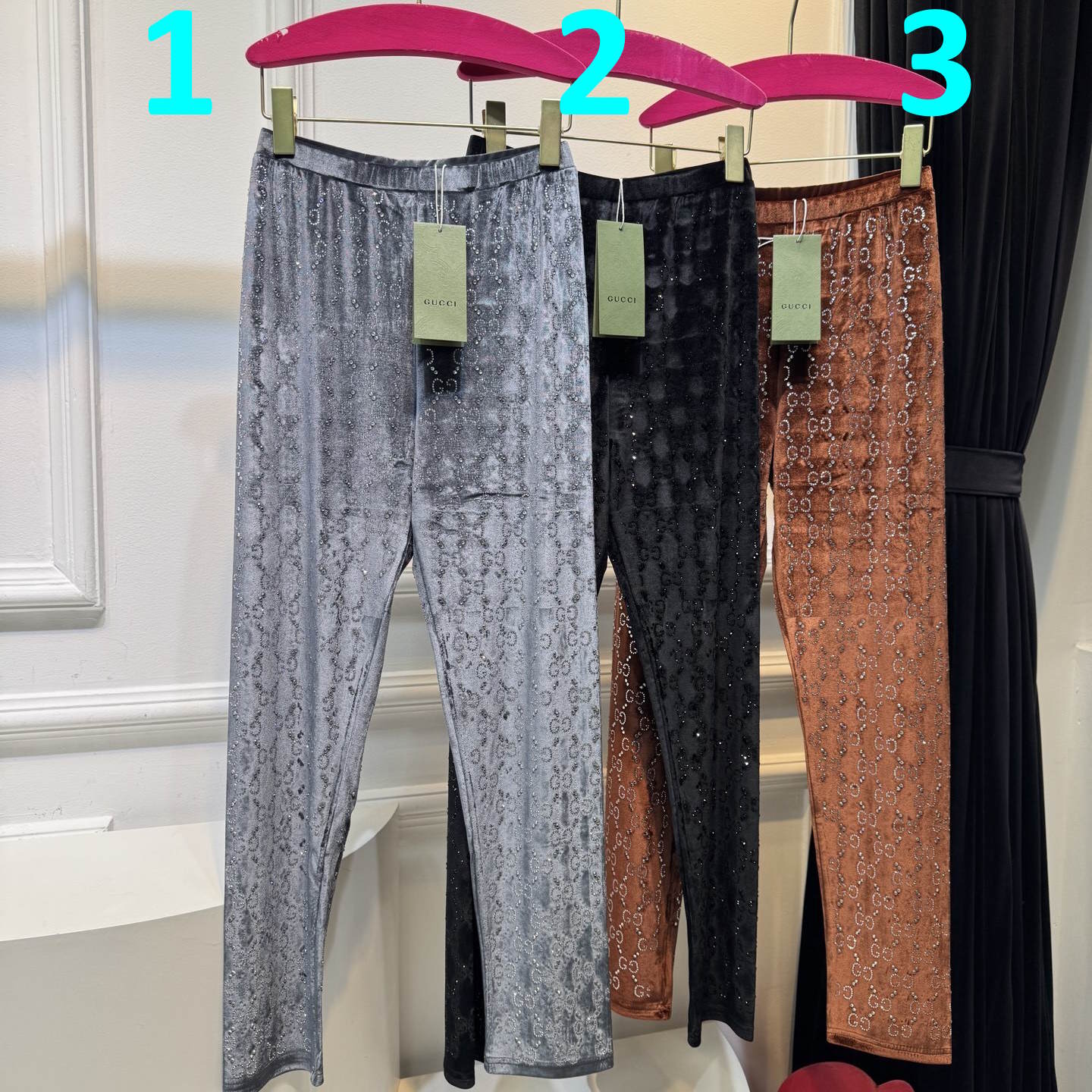 GU velvet woman stretchy  pants  3 Color's Crystal