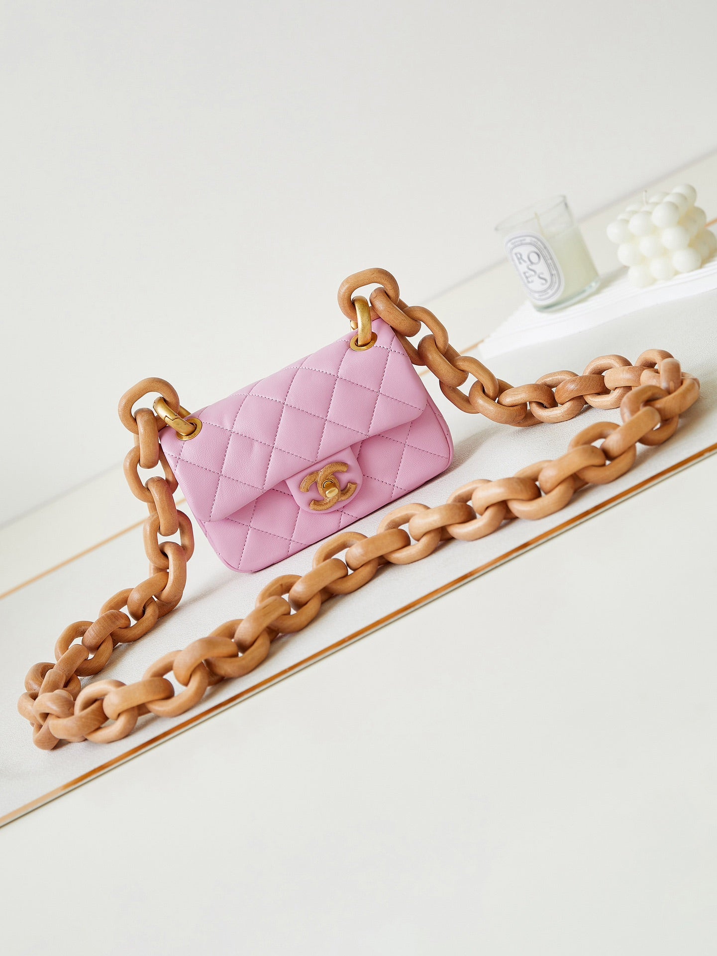 CHL Wood chain Bag  4 Color 's Small  18  cm