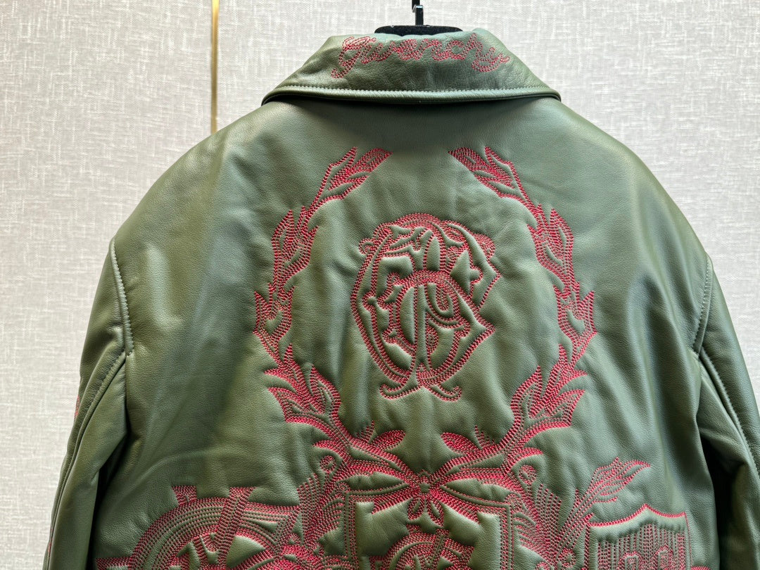 GIVENJY  leather Jacket Man Crest embroidery's Limited