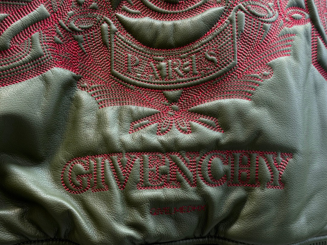 GIVENJY  leather Jacket Man Crest embroidery's Limited