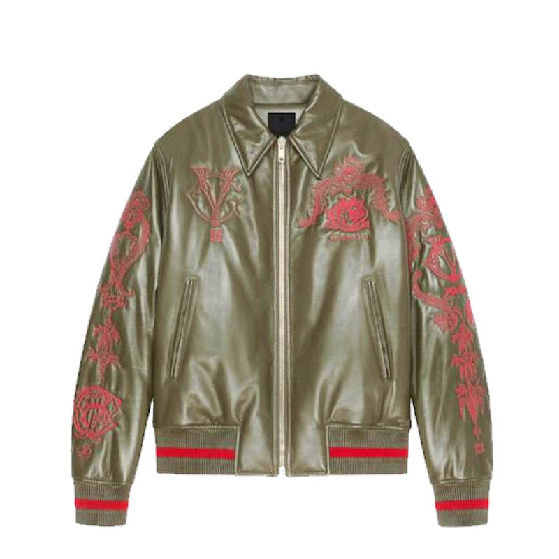 GIVENJY  leather Jacket Man Crest embroidery's Limited