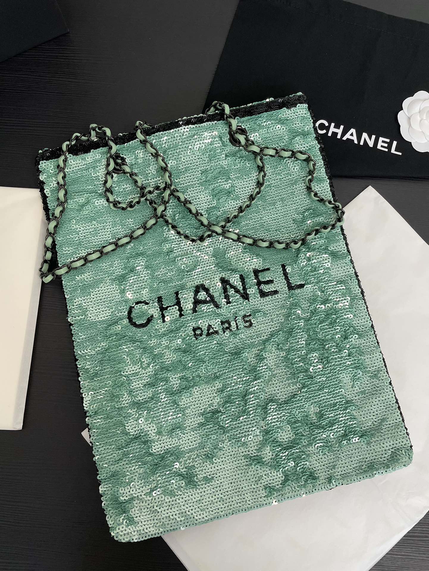 CHL Sequin Shopping  Bag  3 Color 's 39 cm