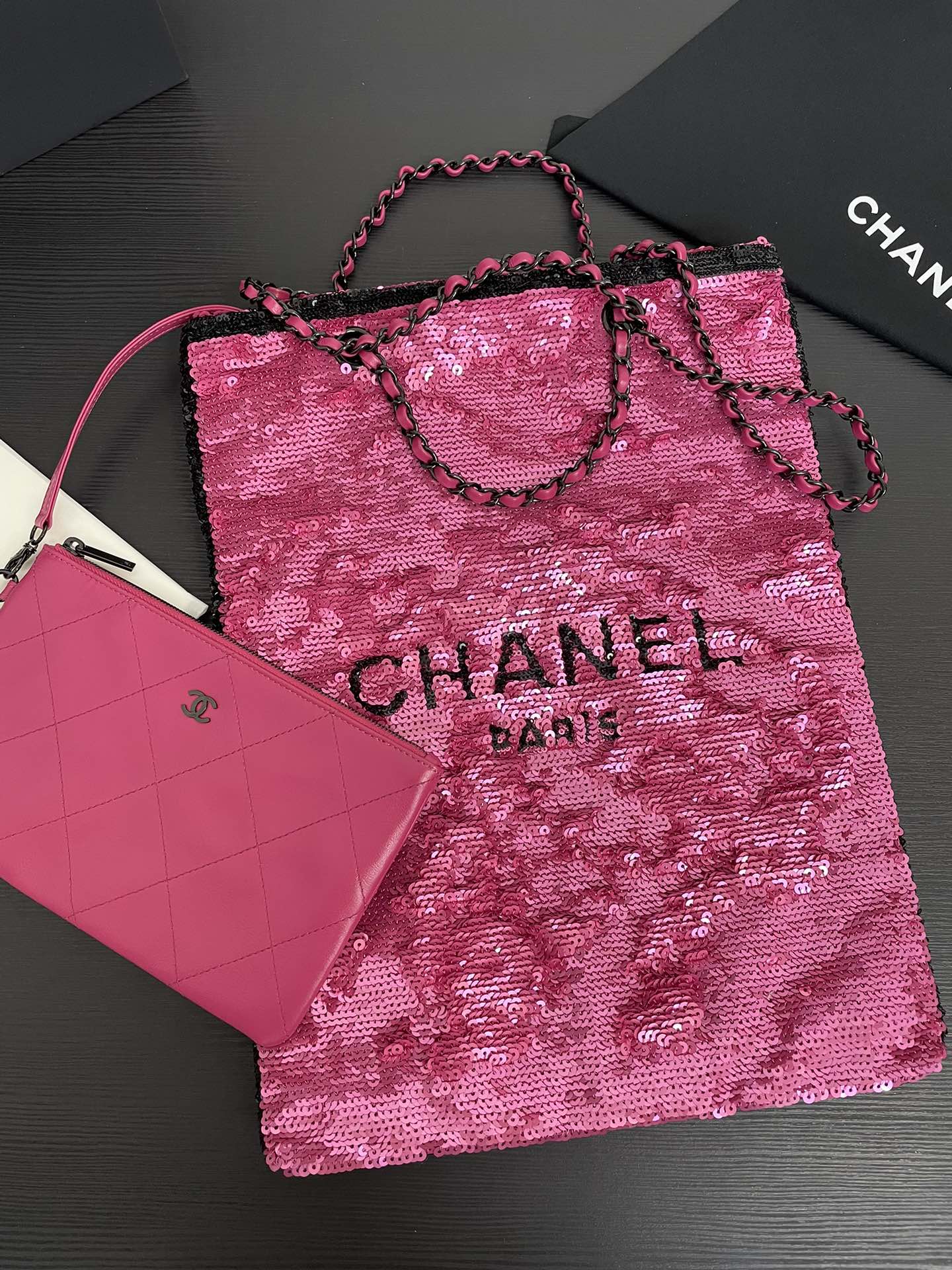 CHL Sequin Shopping  Bag  3 Color 's 39 cm