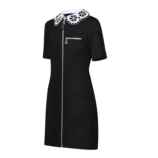 LU Broderie Collar Zip-Up Knit Dress Limited