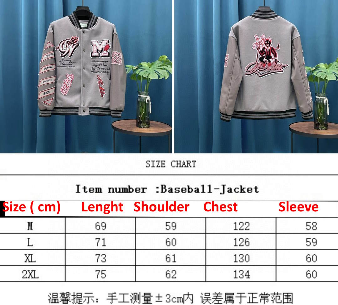 OFF WITE Jacket Baseball Varsity Bomber 2XL