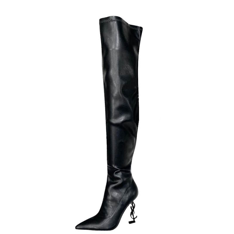 Y  L  Boots 4 Color's 42 Over Knee Logo Heels