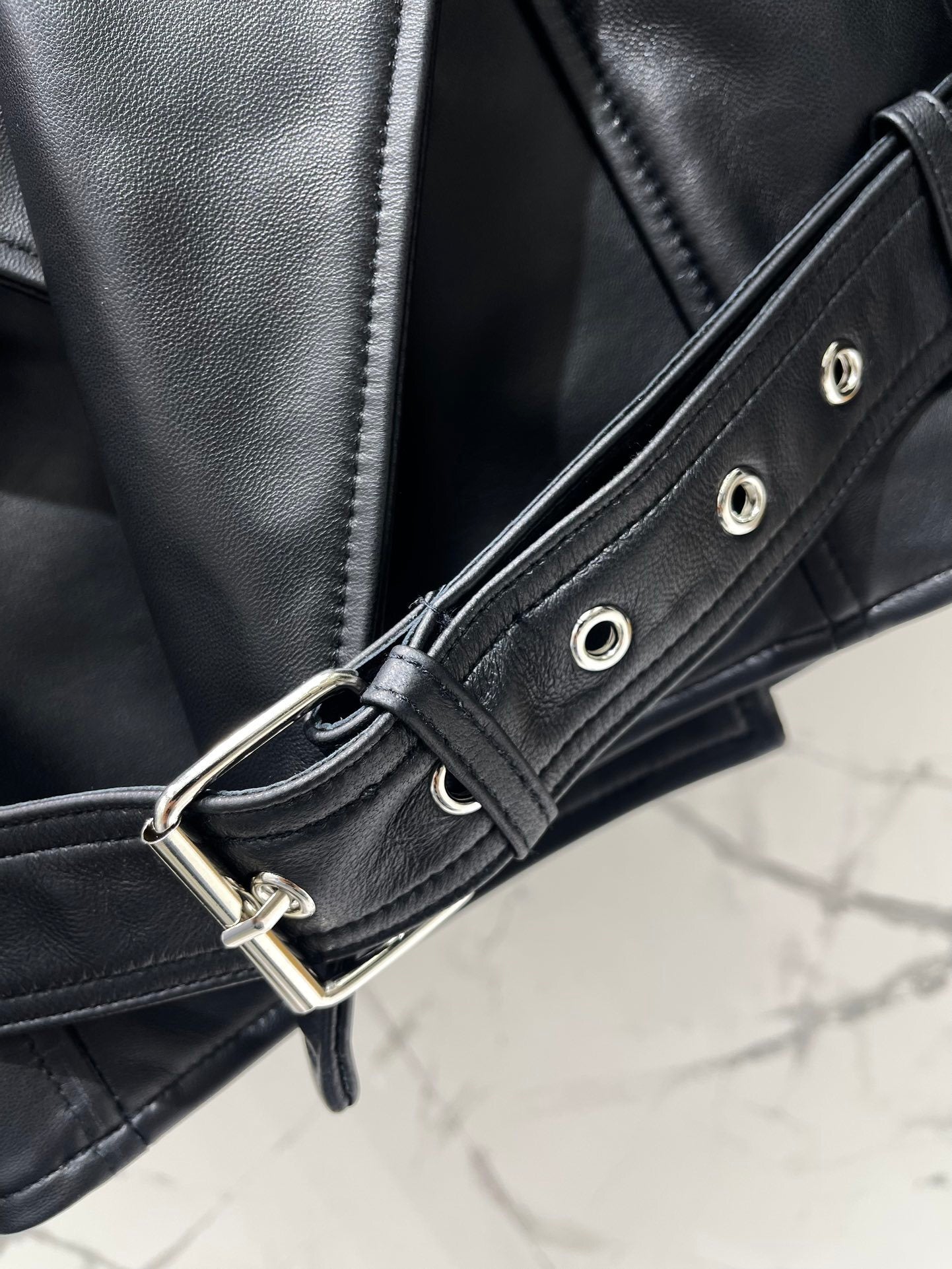 A1LAIA Bomber Biker Leather Jacket