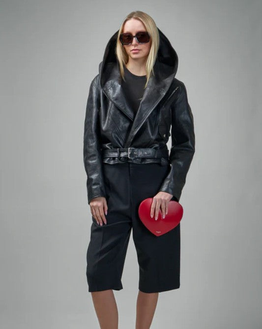 A1LAIA Bomber Biker Leather Jacket