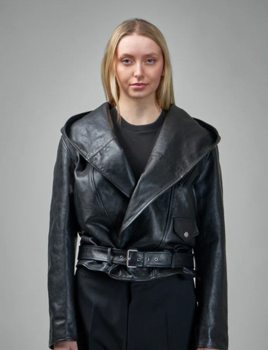 A1LAIA Bomber Biker Leather Jacket