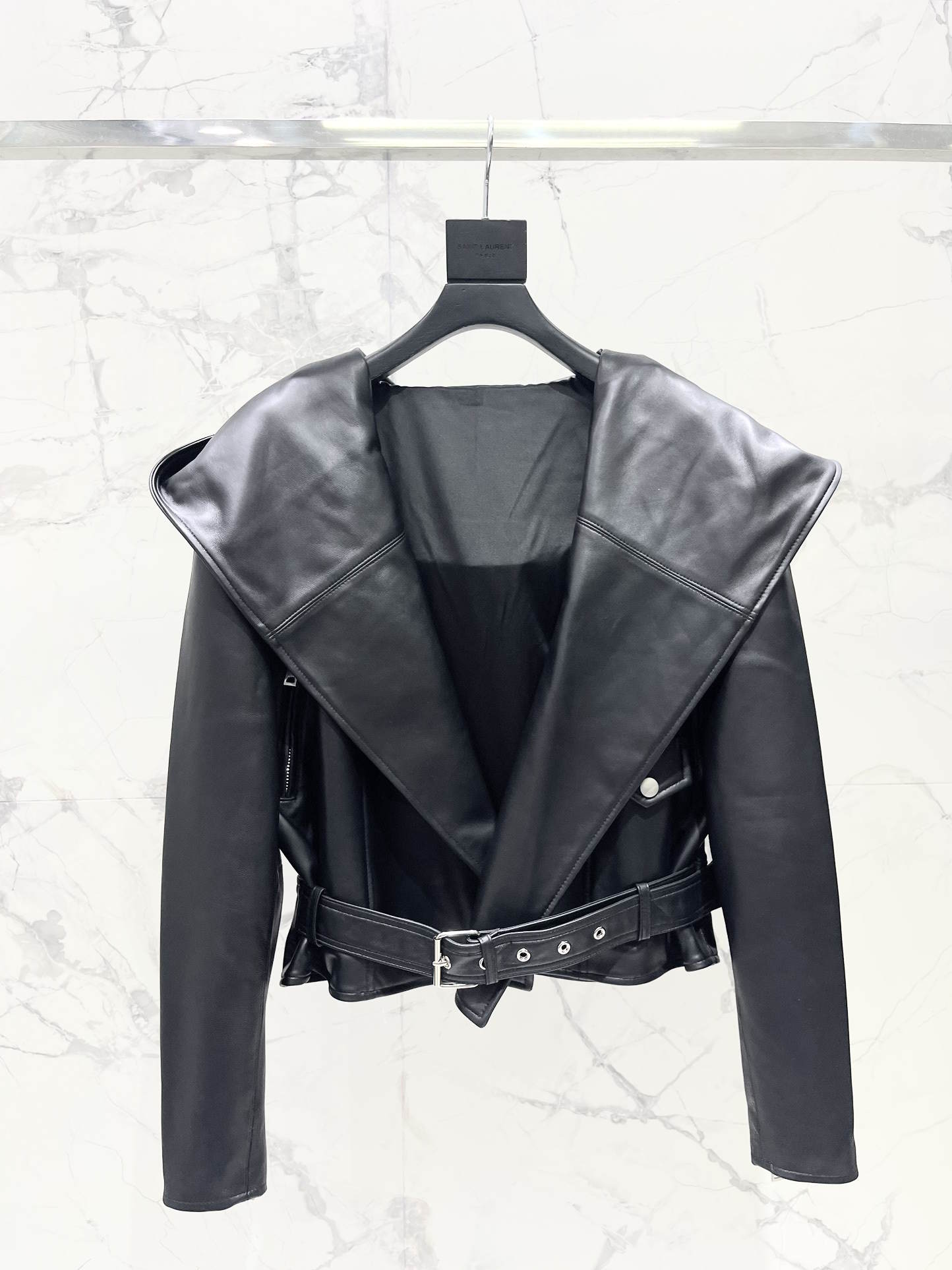 A1LAIA Bomber Biker Leather Jacket
