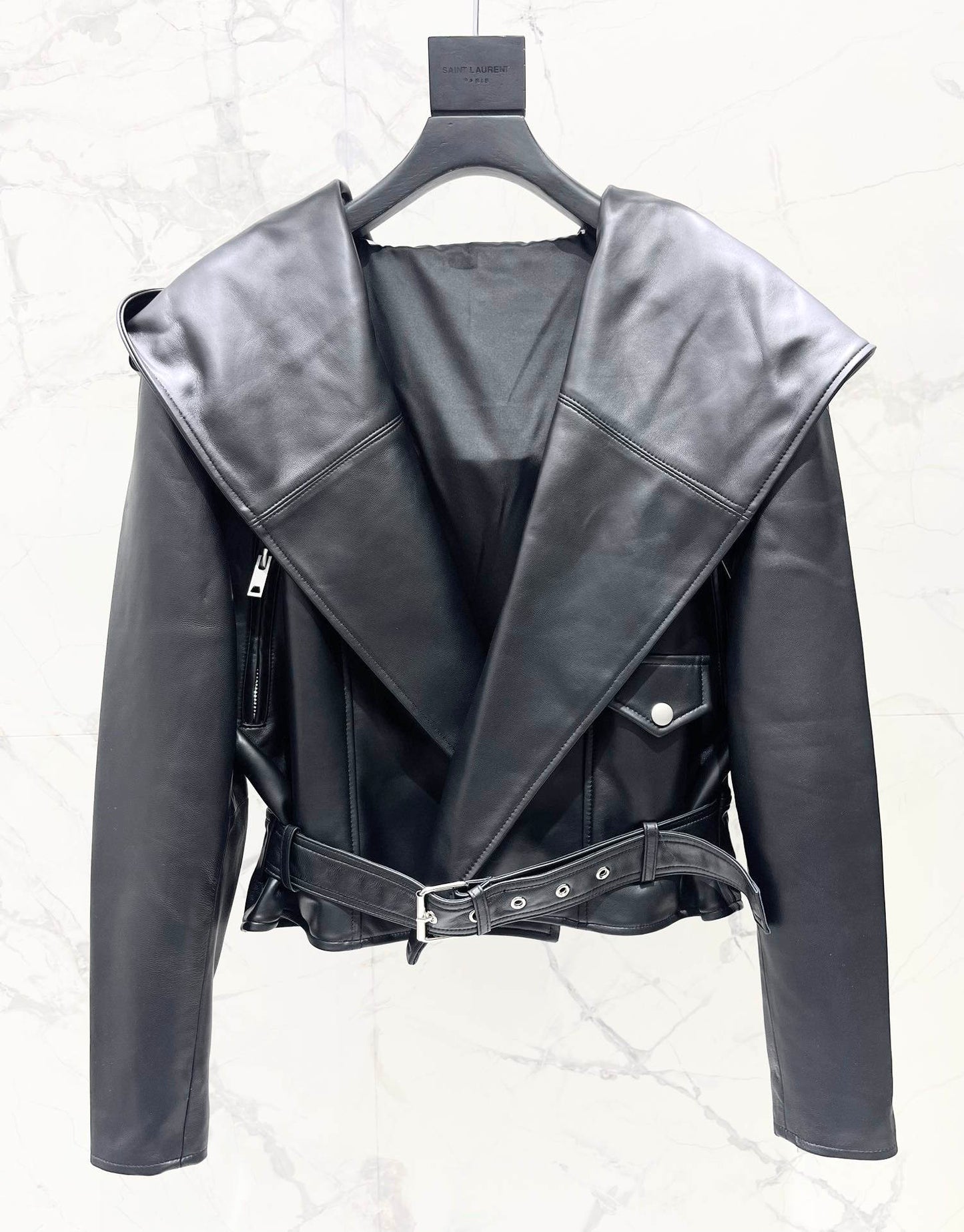 A1LAIA Bomber Biker Leather Jacket