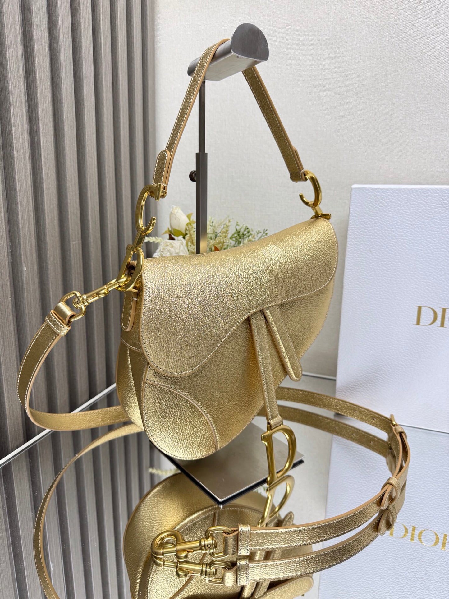 CHD Saddle Bag with Strap Gold Tone 26 cm
