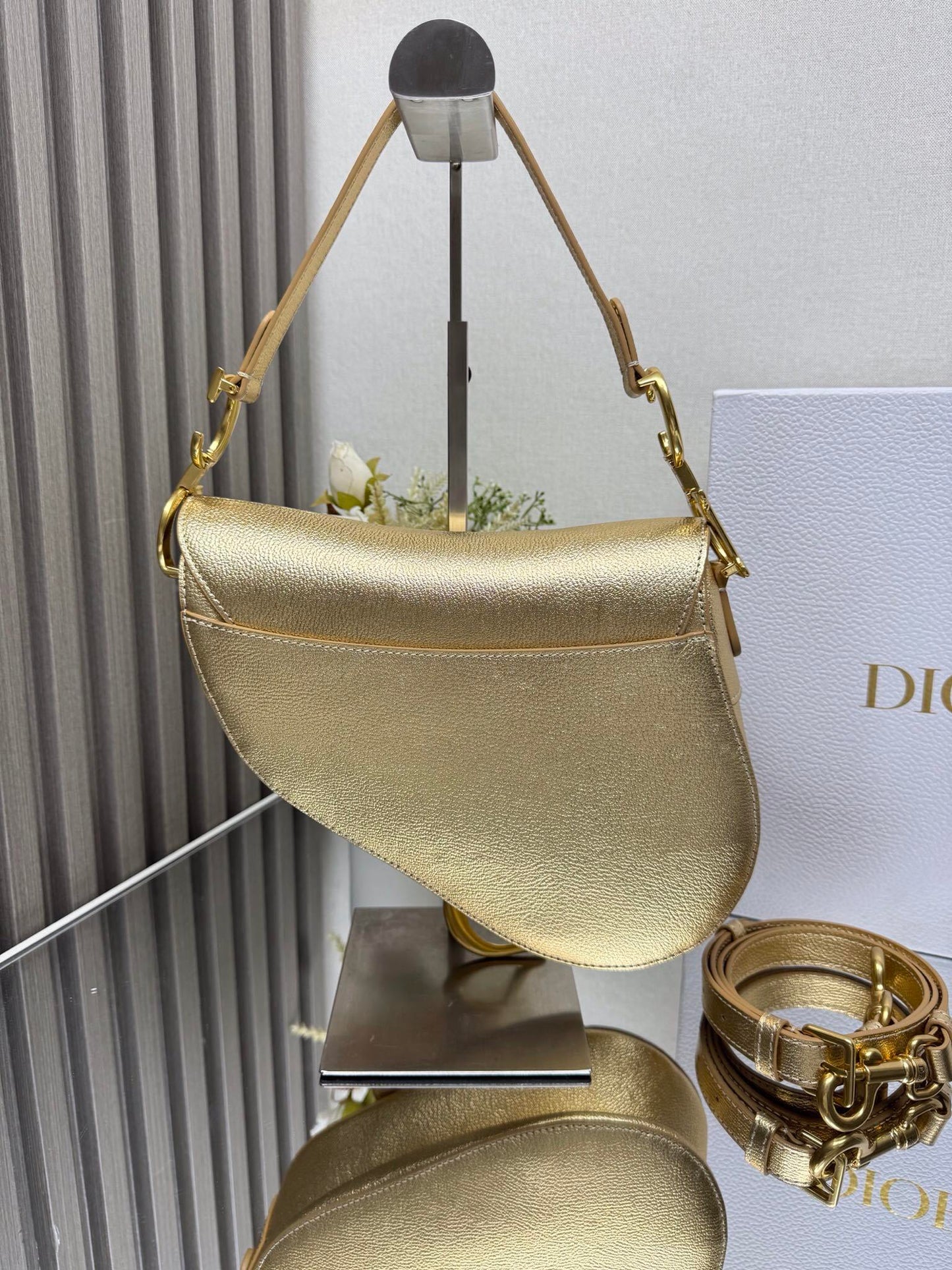CHD Saddle Bag with Strap Gold Tone 26 cm