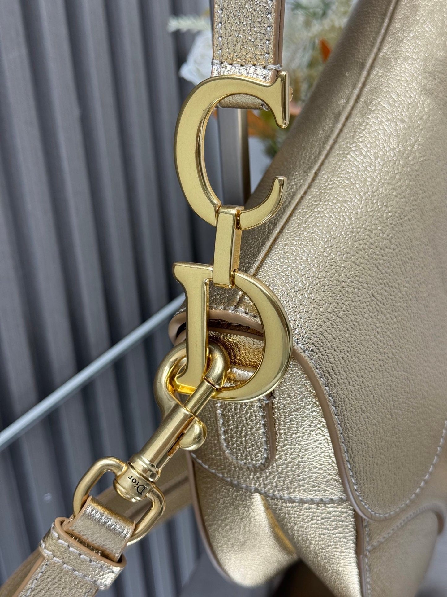 CHD Saddle Bag with Strap Gold Tone 26 cm
