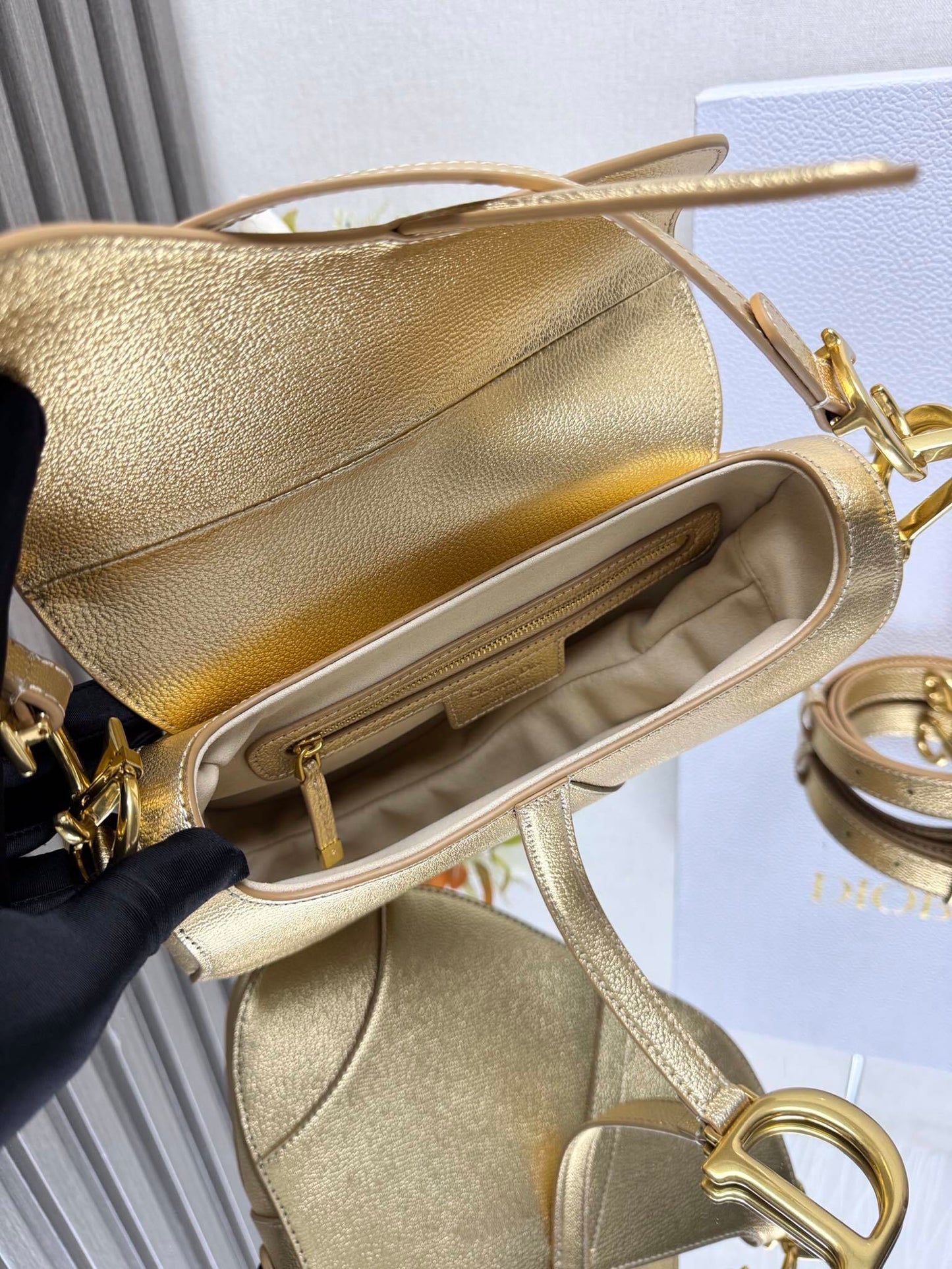 CHD Saddle Bag with Strap Gold Tone 26 cm