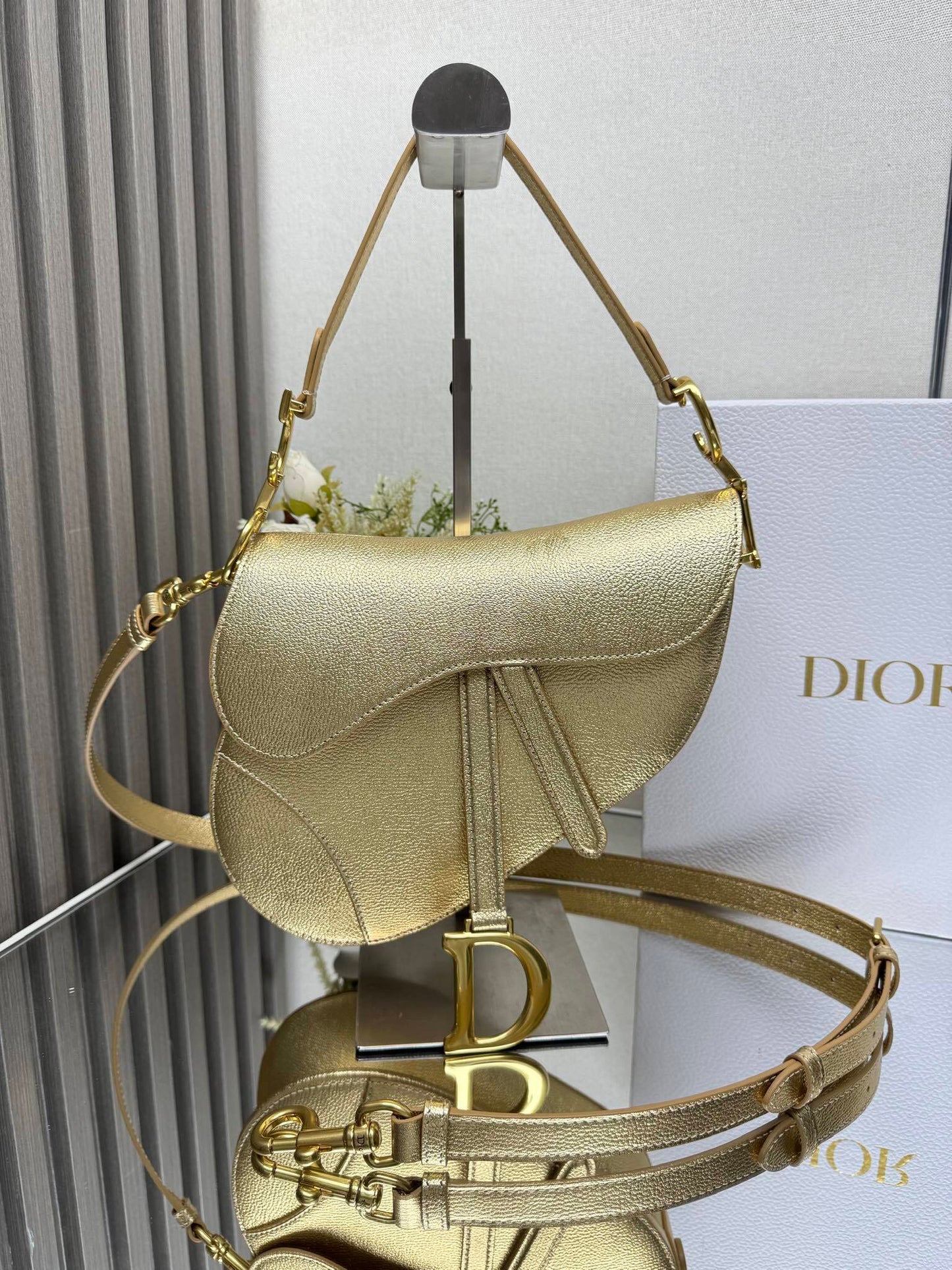 CHD Saddle Bag with Strap Gold Tone 26 cm