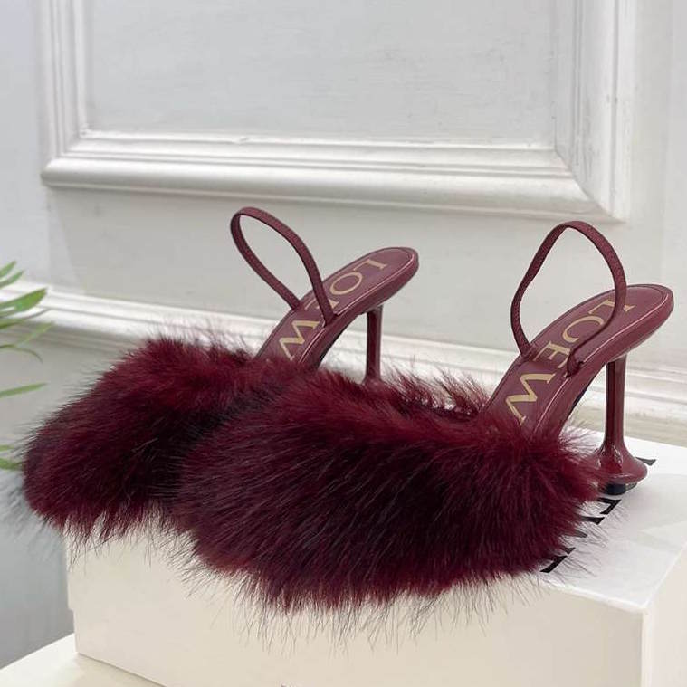 LOEV Fur shoes Woman 4 Color's  heels 9 cm