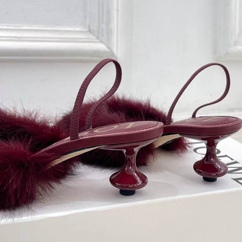 LOEV Fur shoes Woman 4 Color's  heels 5 cm