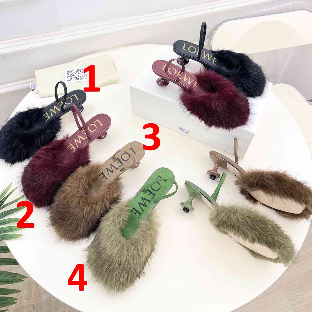 LOEV Fur shoes Woman 4 Color's  heels 5 cm