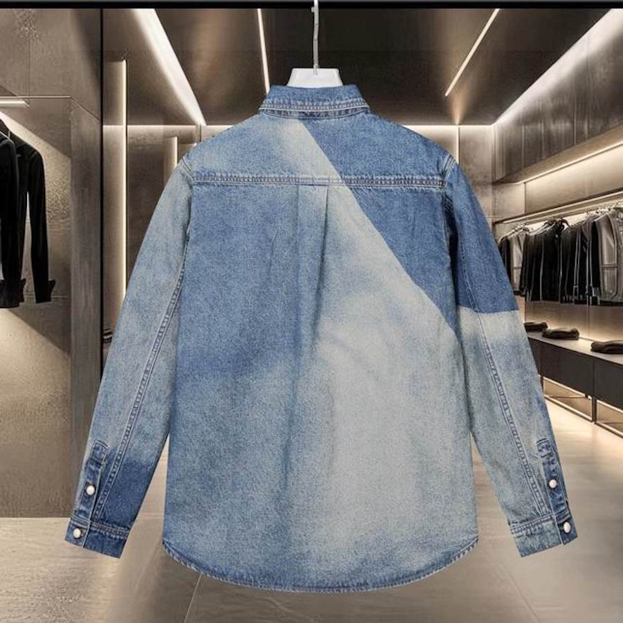 LU  Denim  shirt  T - Shirt Long  sleeve