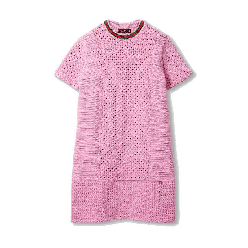 GU Crochet Effect  Cotton Dress With Web