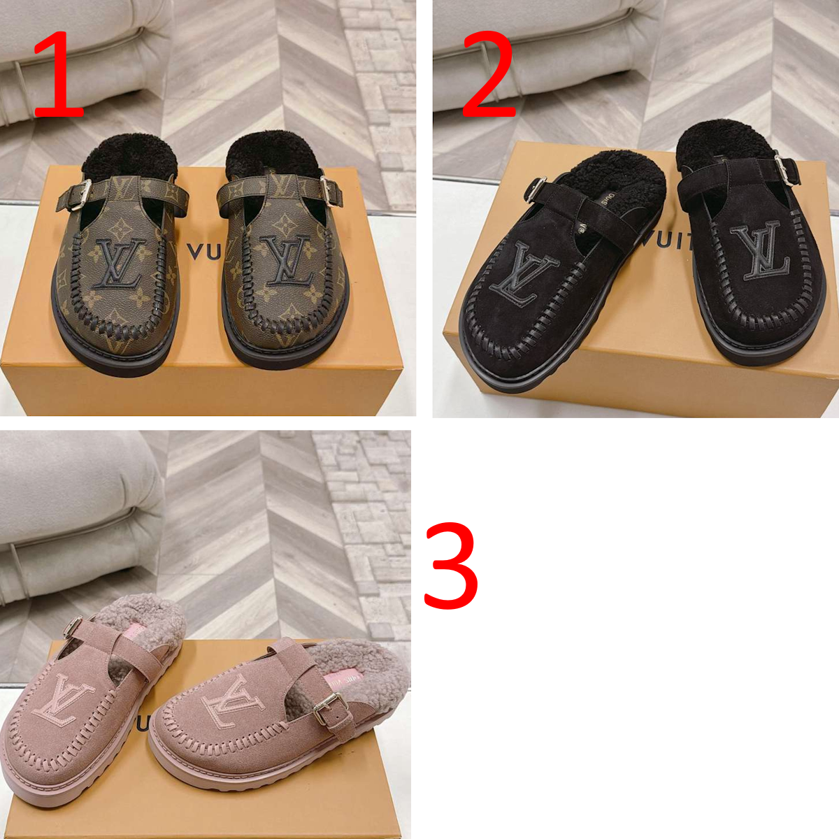 LU Mule Shearling sandal 3 Color's
