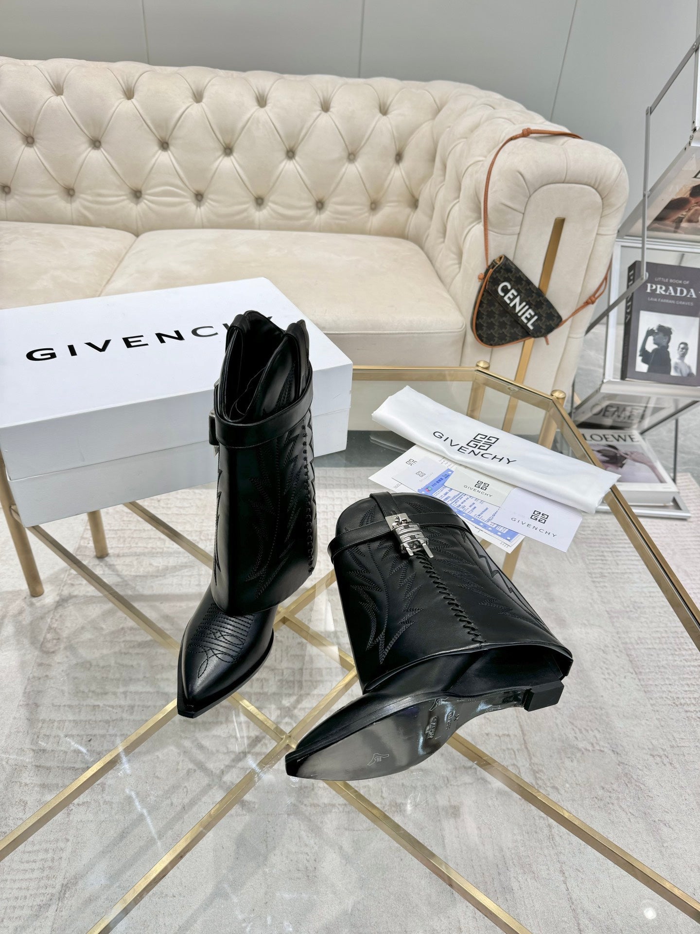 GIVENJY Flat Boots 3 Color's 42 Low Cowboy