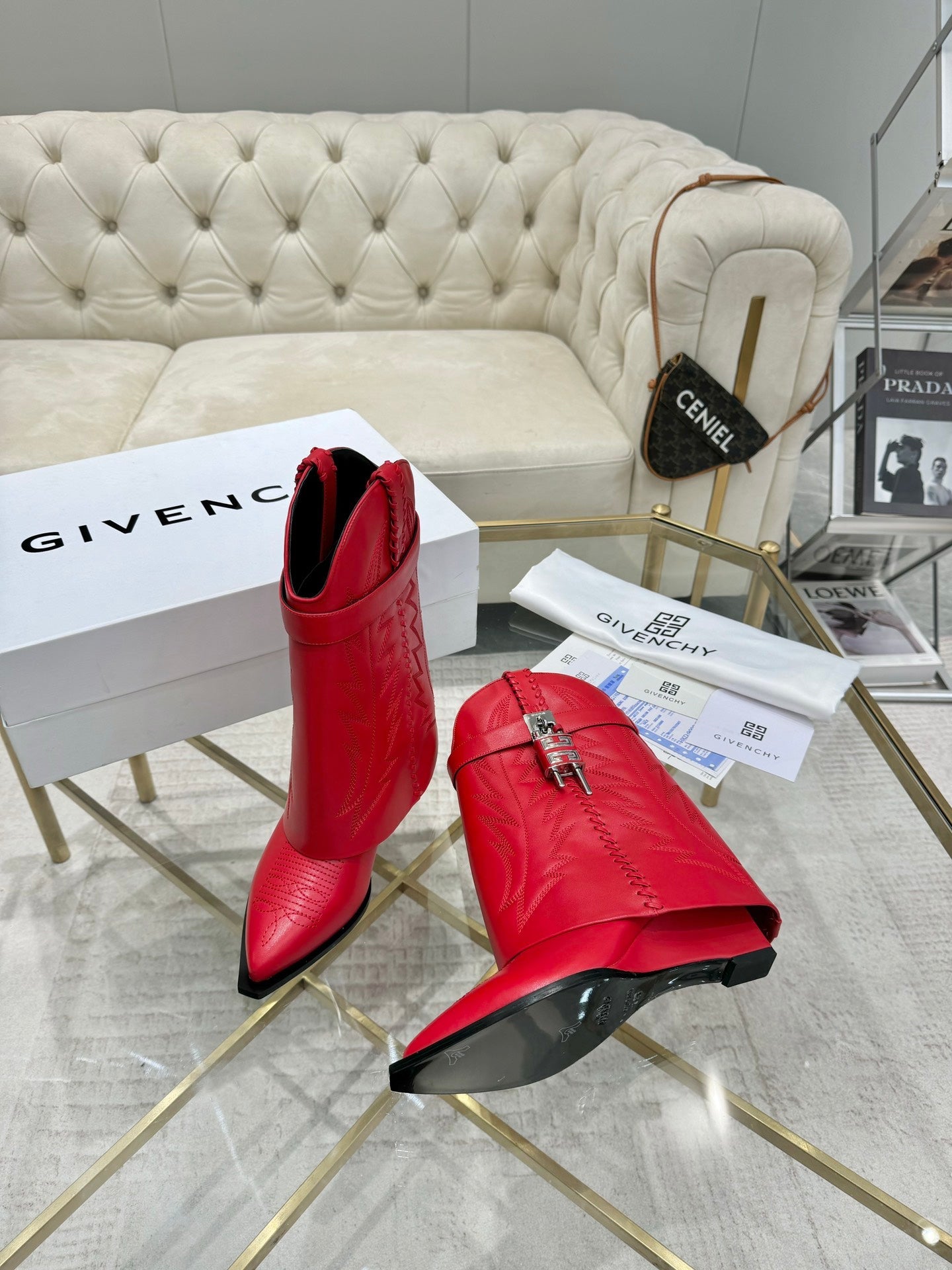 GIVENJY Flat Boots 3 Color's 42 Low Cowboy