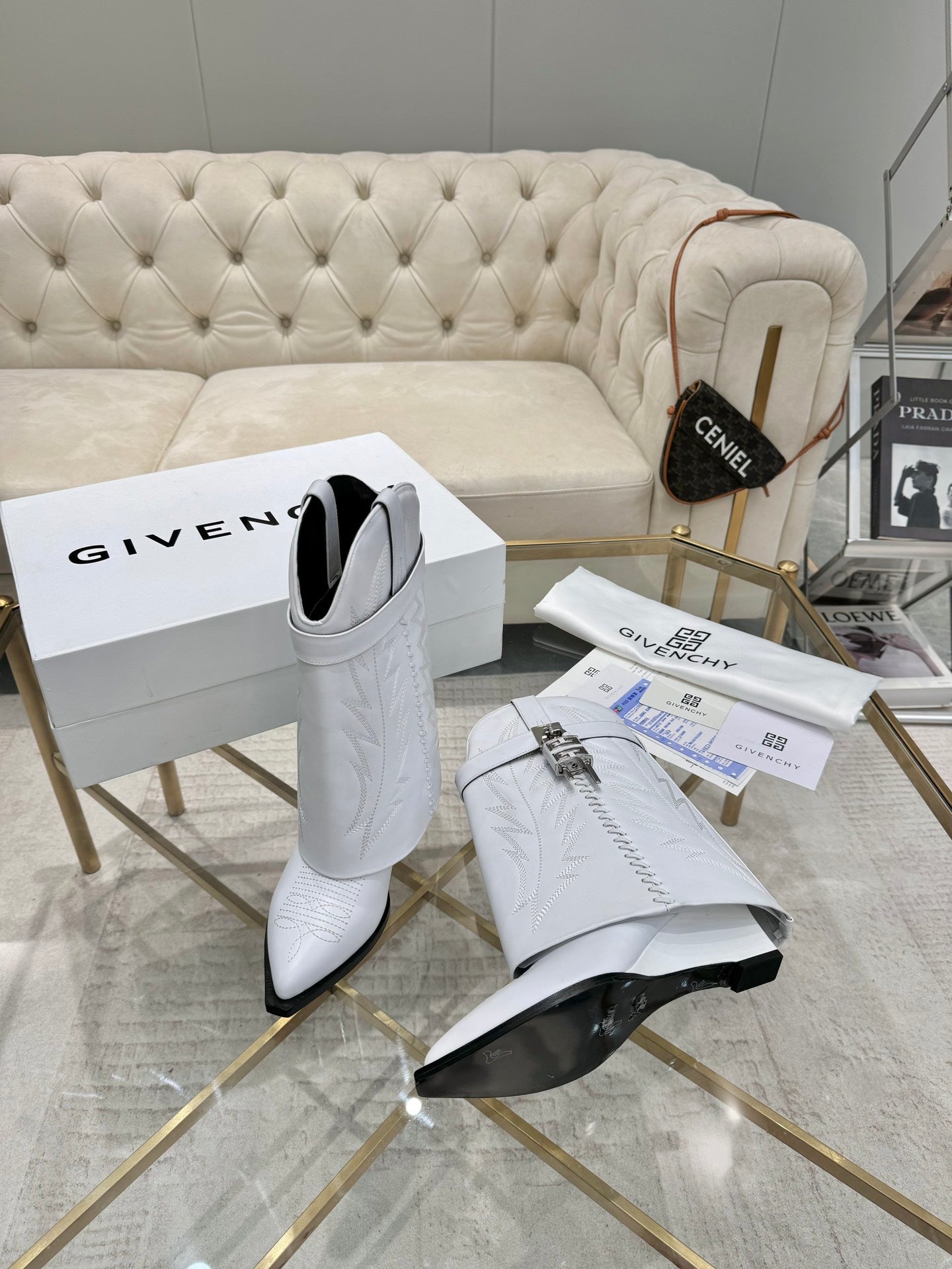 GIVENJY Flat Boots 3 Color's 42 Low Cowboy