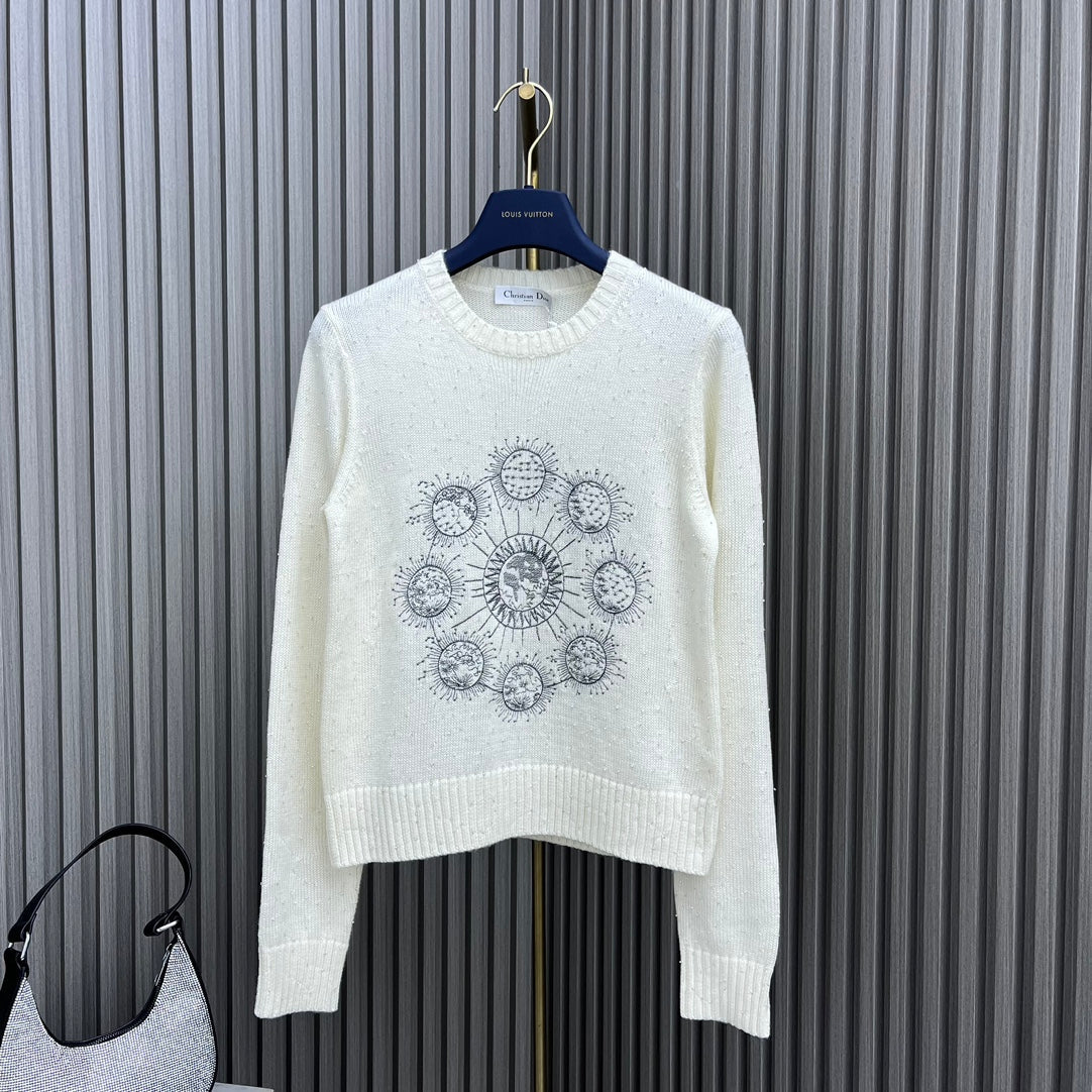 CHD sweater knitted Woman 2 Color 's Lunaires Motif Limited